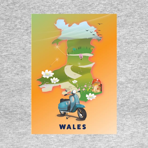 Wales Map Travel poster by nickemporium1